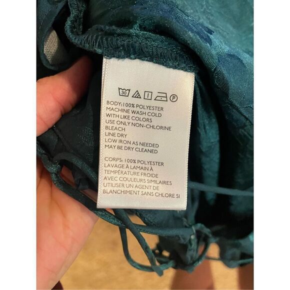 Urban Outfitters Women’s Green Uo Lily Jacquard Lace-Up Wide Leg Jumpsuit Size 6 - Picture 7 of 7